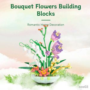 Blocks Orchid Building Bluki Narcissus Flowers Buquet Cegły Romantyczne Zabucia Zabawki Girl Christmas Prezent Dekord Home R230720