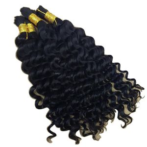 Deep Curly Wave Human Hair Bulk för flätning Afro No Attachment Crochet Braids257T