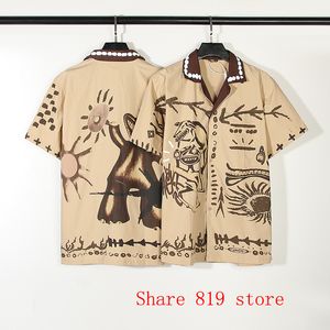 Männer Casual Hemden Khaki Kaktus Jack Maler Cartoon Graffiti Männer Frauen Hohe Qualität Button Up Turndown Kragen Kurzarm 230718