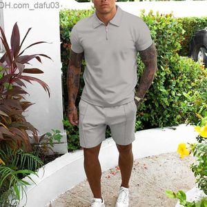 Tracki męskie 2022 nowe męskie ubrania lekkoatletyczne Summer Summer Shor Shor Horse+bluza 2 Solidowy garnitur męski swobodny jogging Sportswear Z230719