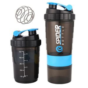 Vattenflaskor Protein Shaker Gym med förvaringsfack Shake Ball Water Bottle Mixer Cup omrörande mugg för sportnäring 550 ml 230718