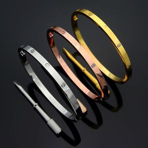 Jóias da moda 4mm pulseiras de prata fina pulseiras para mulheres homens titânio aço ouro chave de fenda pulseiras amantes pulseira sem caixa 1213z