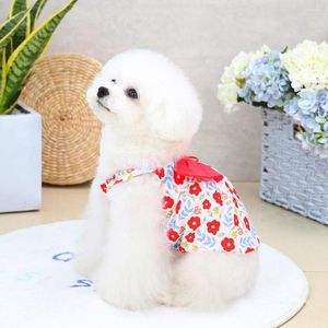 Hundkläder hawaiian stil sommar bowknot klänning söt blommig husdjur kjolar mjuka andningsbara valphundar katter väst kläder för