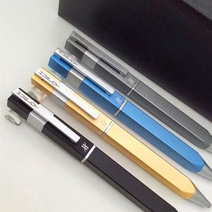4 Colors new High Quality Classic square Bright colors luster barrel write smoothly fashion Luxury Ballpoint Pen 2 Refills Gift Pl330D
