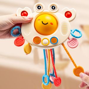 Intelligensleksaker Baby Montessori Pull String Sensor Toy Development Teeth 6 12 månaders silikonaktivitetsutvecklingsutbildning Toys 1-3 Y 230719