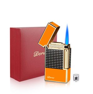 Cigar Lighter Torch Jet Blue Flame Refillable Butane No Gas Flintstone med Punch -tillbehör för Cigars Q2D4