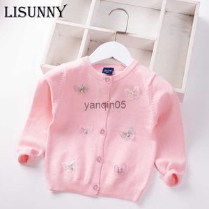 Pullover Autumn 2023 Girls Cardigan Sweater Winter Lolita Style Butterfly Spädbarn Knitwear Baby Kids Coat Toddler kläder 0-5Y HKD230719