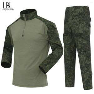 Men's Tracksuits Outdoor Camouflage Tactical Sets Cargo Loose Sports Top Work Trousers Suit Wearable Frog Clothing