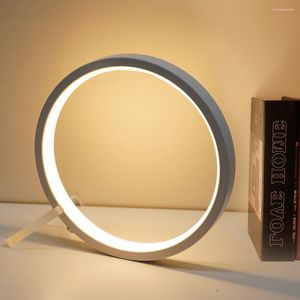 테이블 램프 15cm/20cm Dimmable 링 장식 램프 스위치 USB 플러그 침대 옆 조명 침실 야간 조명