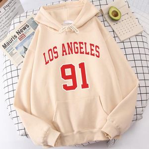Herrtröjor Los Angeles 91 Team Uniform Prints Male Hip Hop S-XXL Sweatshirt Gorgeous Warm Tops Casual Hooded Hoodie Men
