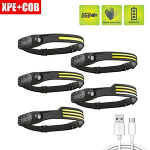 Strålkastare 550 lm COB D Induktion COB RIDER Strålkastare 1200mAh USB -laddning av jaktljus Arbetsljus 3MODES VARNING HEAD TORCH HKD230719