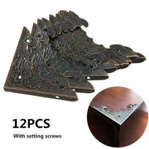 Outros Home Garden 12Pcs Antique Bronze Jóias Gift Guard Box Estojo De Madeira Protetor De Canto Suportes Decorativos Ângulo Proteger Capa 230719