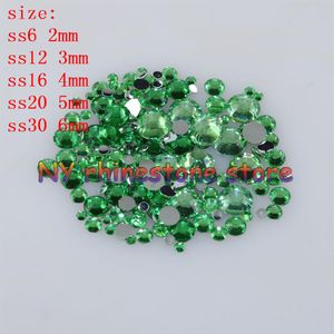 1000-10000PCS Torba 2-6 mm trawiastka zielona żywica kryształowe kryształowe kryształowe rhinestones Flatback Super Glitter Nail Dekoracja ślubna Non F280L