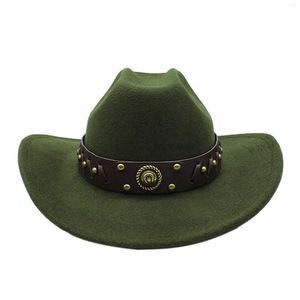 Berretti Cappello da cowgirl in stile occidentale da donna con soffici piume e tesa larga per feste in costume a tema o accessori cosplay