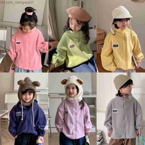 Mantel 2023 kinder Jacke Herbst Winter Jacke Warme High Neck Zipper Mode Jungen und Mädchen Casual Koreanische Candy Farbe wolle Jacke Z230720