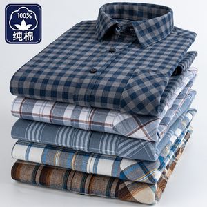 Camisas casuais masculinas de flanela de algodão xadrez manga longa camisa xadrez macia para homens lazer clássico vintage confortável roupas masculinas 230718