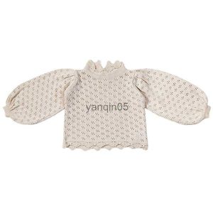 Pullover Spring and Autumn Girls Lace Hollow Sweater Sweater Sweater Sweater Sweater Sweater Top Cloth HKD230719