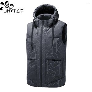 Men's Vests UHYTGF Fashion Youth Sleeveless Mans Jacket Hooded Down Cotton Cold Proof Warm Winter Vest Male Casual Parkers Waistcoat 8XL 195