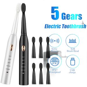 Toothbrush Ultrasonic Sonic Electric Toothbrush Rechargeable Tooth Brushes Washable Electronic Whitening Teeth Brush Adult Timer Brush 230718