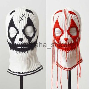 Beanie/Skull Caps Balaclava Hoed voor Volwassen Herfst Winter Gebreide Muts Winter Masker Fotografie Props Angstaanjagende Ghost Gebreide Bivakmuts J230719