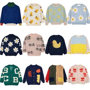 Pullover barn tröjor 2023 ny vinter höst bc märke pojkar flickor söta tryck stickor pullover cardigan baby barn bomullsutkläder kläder hkd230719