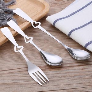 Dinnerware Sets 4pcs/set Wedding Decoration Party Favor Creative Gifts Tableware Love Heart Coffee Spoon Fork Set For Guests-S