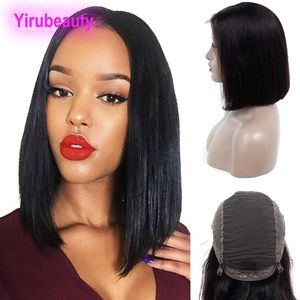 Capelli umani malesi 10A Parrucca anteriore in pizzo 13X4 non trasformati Bob Parrucca diritta di colore naturale Yirubeauty Parrucche diritte per capelli vergini264J