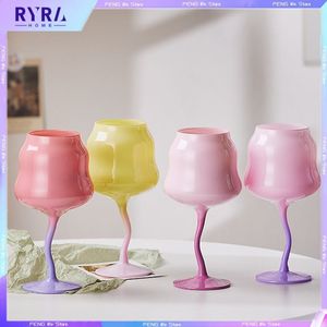 Wine Glasses Creative Twist Red Wine Glass Medieval Retro Cream Crystal Goblet Cup For Cocktail Champagne Home Bar Party Wedding Drinkware 230718