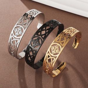 Bangle Witch Knot Bracelet Stainless Steel Adjustable Open Cuff Celtic Talisman Jewelry Mens Birthday Gift 230719