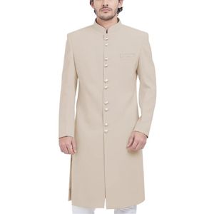 Abiti da uomo Blazer Cappotto da uomo lungo formale Elegante Outdoor Quotidiano Sherwani Collo alla coreana Matrimonio Sposo Abito Cena Banchetto P287e