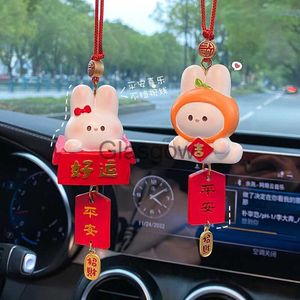 Interior Decorations Car Pendant Cute Rabbit Interior Hanging Decoration Car 2023 New Girl Car Rearview Mirror Hanging Decoration x0718