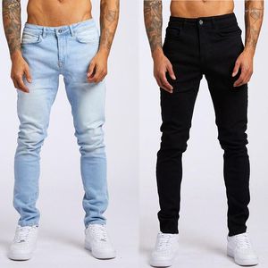 Męskie dżinsy męskie czarne odcinki spodni moda szczupła dopasowanie szarych chude homme casualne bawełniane dżinsowe spodnie streetwear