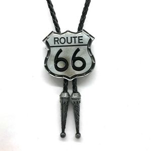 Bolo bağları ABD Route 66 Bolo Tie Batı Aksesuarları Tide Tie Clip moda kravat Batı Kovboy Bolo Kravat HKD230719