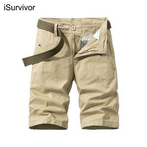 Męskie spodenki Isuivivor 2022 Summer Men's Worbgy Multi Pocket Military Cargo Cargo Shorts Męskie bawełniane khaki mens taktyczne krótkie spodnie L230719