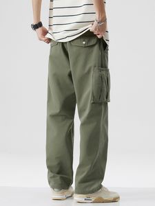 Mężczyzn Spodnie wiosna lato worka ludowa Mężczyźni Multi Pockets Streetwear Hip Hop Wide Casual Cotton Long Prace Spodni Mężczyzna 230718