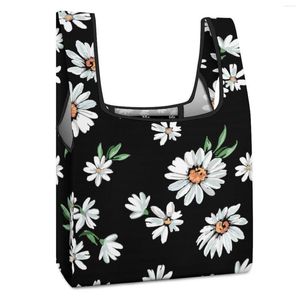 Shopping Bags Custom Pattern Foldable Large Food Handbag Black Print Capacity Bag Reusable Leisure Travel