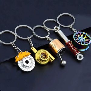 Bilnyckel Fashion Car Metal KeyChain Creative Turbo Gear Hub Pendant Keyring Brake Disc Shock Absorber Key Chains For Men Women Presents X0718