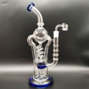 2023 Master Piece Heady Bong Incycler Recycler Blue Glass Bongs Dab Rig Lookah Lab 14.4mm Male Joint Handmade Bubbler