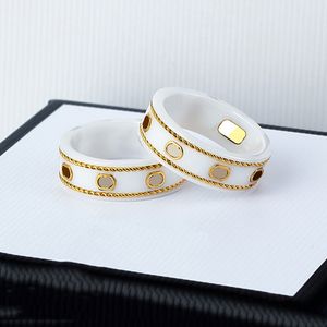 Pierścień Pierścienia Pierścień ceramiczny projektanta biżuteria 18k złota srebrna platowana czarna biała szkielet g pierścienie luksusowe marka bioder gorąca biżuteria kobieta mężczyzn prezent imprezowy pełny