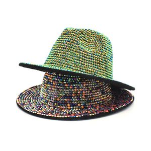 Rhinestone Fedora Unisex Hat Fedoras Kilisesi Caz ​​Şapkaları Partisi Kulübü Glitter Jazzs Hat Kadınlar ve Erkekler Sokak Tarzı Tophat307W