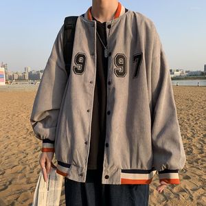 Men's Jackets Corduroy Jacket Couple Baseball Uniform Loose Spring Autumn Single-breasted Pockets Buttons Long Sleeves Tops Coat