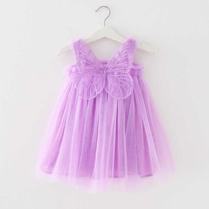 Kız Elbiseler Yaz Kızı Kawaii Angel Wing Peri Kabarık Elbise Yürümeye Başlayan Çocuk Yeni Örgü Sling Prenses Elbise Kızlar için Doğum Günü Partisi Elbiseler
