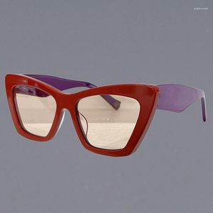 Óculos de sol SF929S Cat Eye Feminino Acetato Bicolor Óculos de Alta Qualidade Masculino Marca Original Armação Grande Anti-Ultravioleta