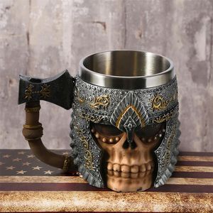 1 pçs 3d machado epacket alça viking guerreiro 450ml caneca de caveira gótico tankard decoração de halloween copo de esqueleto cerveja homem presente c19241f