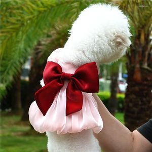 Hundebekleidung, Sommer-Gaze-Rock mit großer Schleife für Pomeranian, Malteser, Yorkshire, Haustierkleid, Paar, Chiuhahua-Kleidung