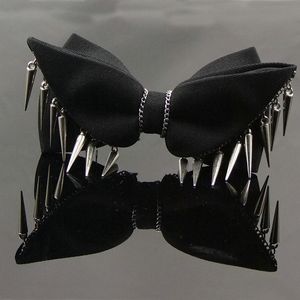 Neck Ties Mens Fashion Punk Rivet Bow Tie Hip Pop Black Male Special Metal Nail Necktie Rock Style Bowtie 230719