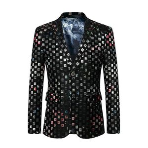 2019 Fashion Men Pattern Dance Blazer Coats Slim Fit Male Business Wedding Stage Suit Jackor Single Breasted Formal Suit M-6 XL242K