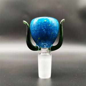 2023 Wig Wag 14mm Thick Bowl Piece Bong Glass Slide Water Pipes Cream Round Blue Flower Heady Slides Colorful Bowls Male Smoking Accessory