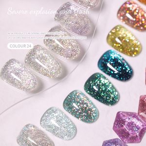 Nail Gel Flash Diamond Glue Fine Glitter Polish Semi Permanent Varnish Ice Blue Art 24colors 230718