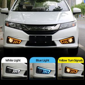 2PCS Car led DRL daytime running light For Honda city Grace 2015 2016 Turn signal fog lamp cover Fog light Wiring Harness Switch283M